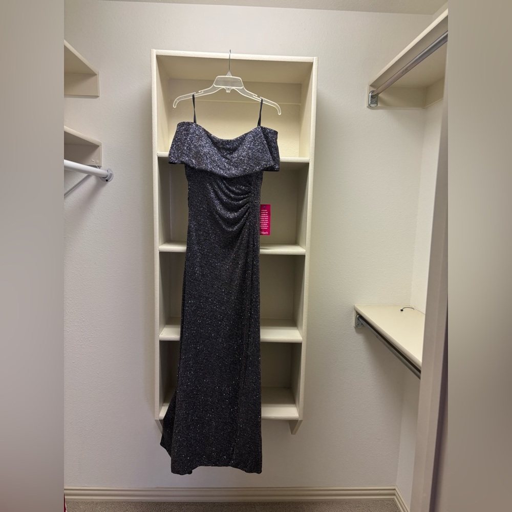 Xscape Strapless Glittering Black Dress